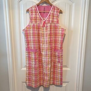 George pink and white gingham house dress